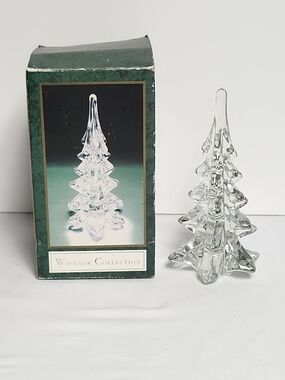 Art Glass 6.5” Christmas Tree, Vintage Windsor Collection Glass Christmas Box